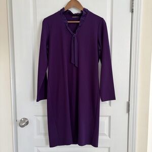 J. McLaughlin Dress Ponte Ruffle Collar Purple